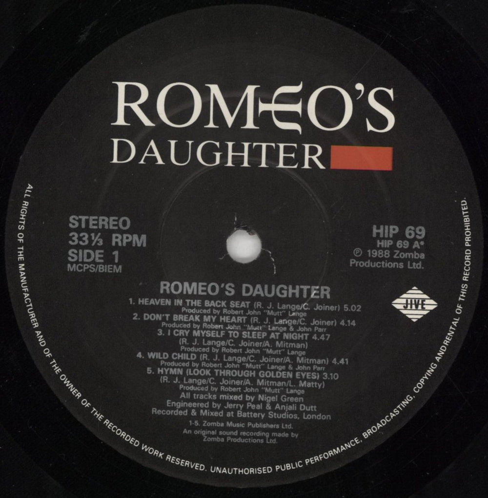 Romeo's Daughter Romeo's Daughter UK vinyl LP album (LP record) ROMLPRO569155