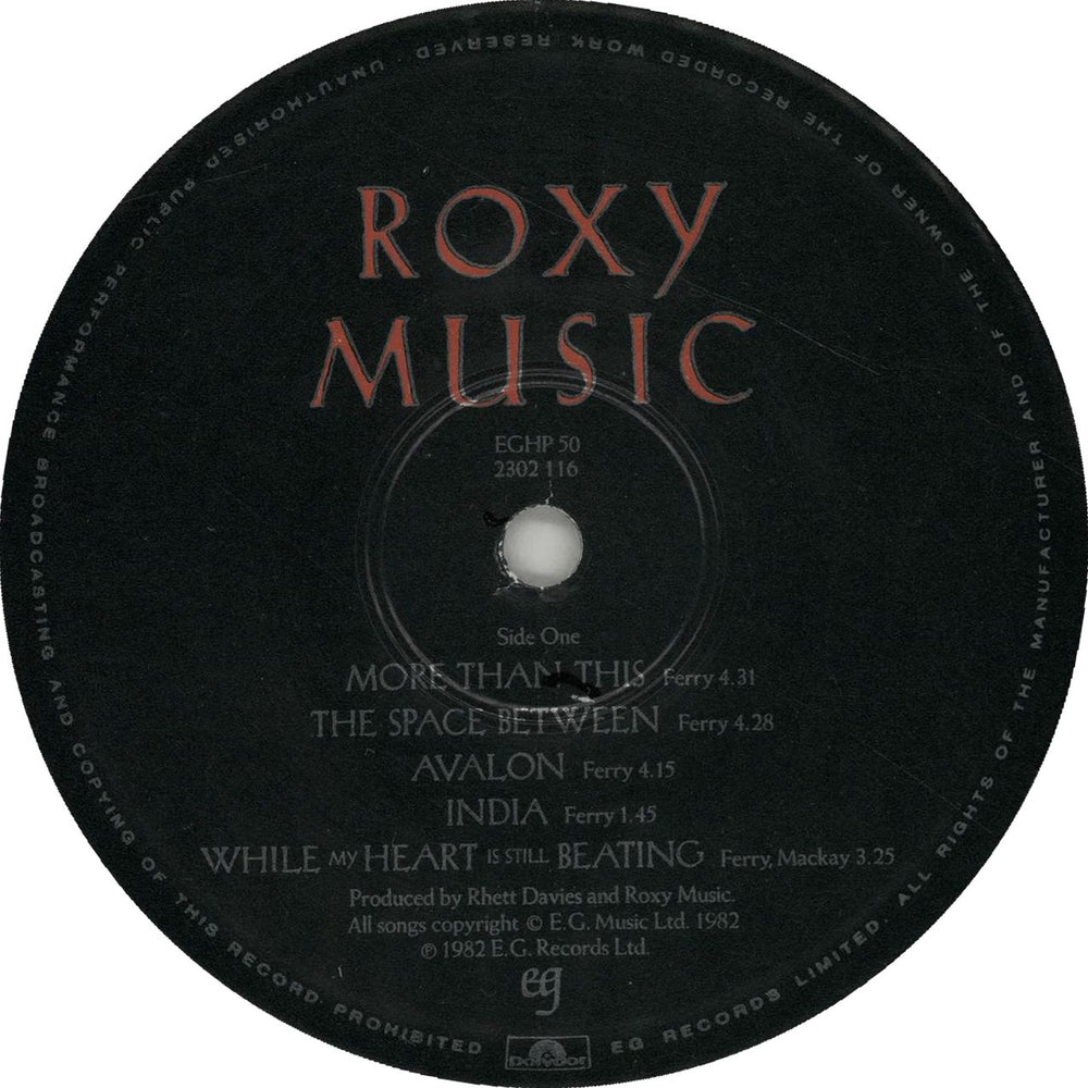 Roxy Music Avalon UK vinyl LP album (LP record) RXYLPAV289018