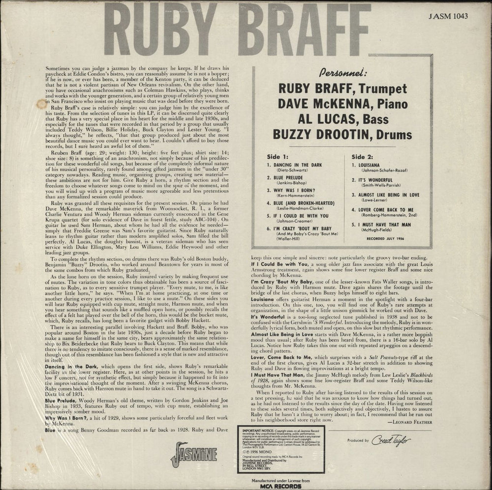 Ruby Braff Ruby Braff UK vinyl LP album (LP record)
