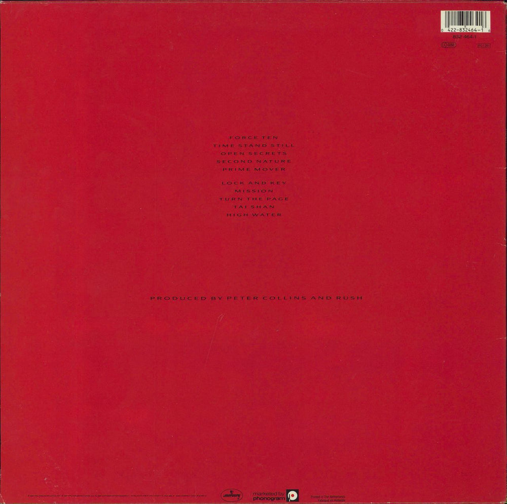 Rush Hold Your Fire Dutch vinyl LP album (LP record) 042283246416