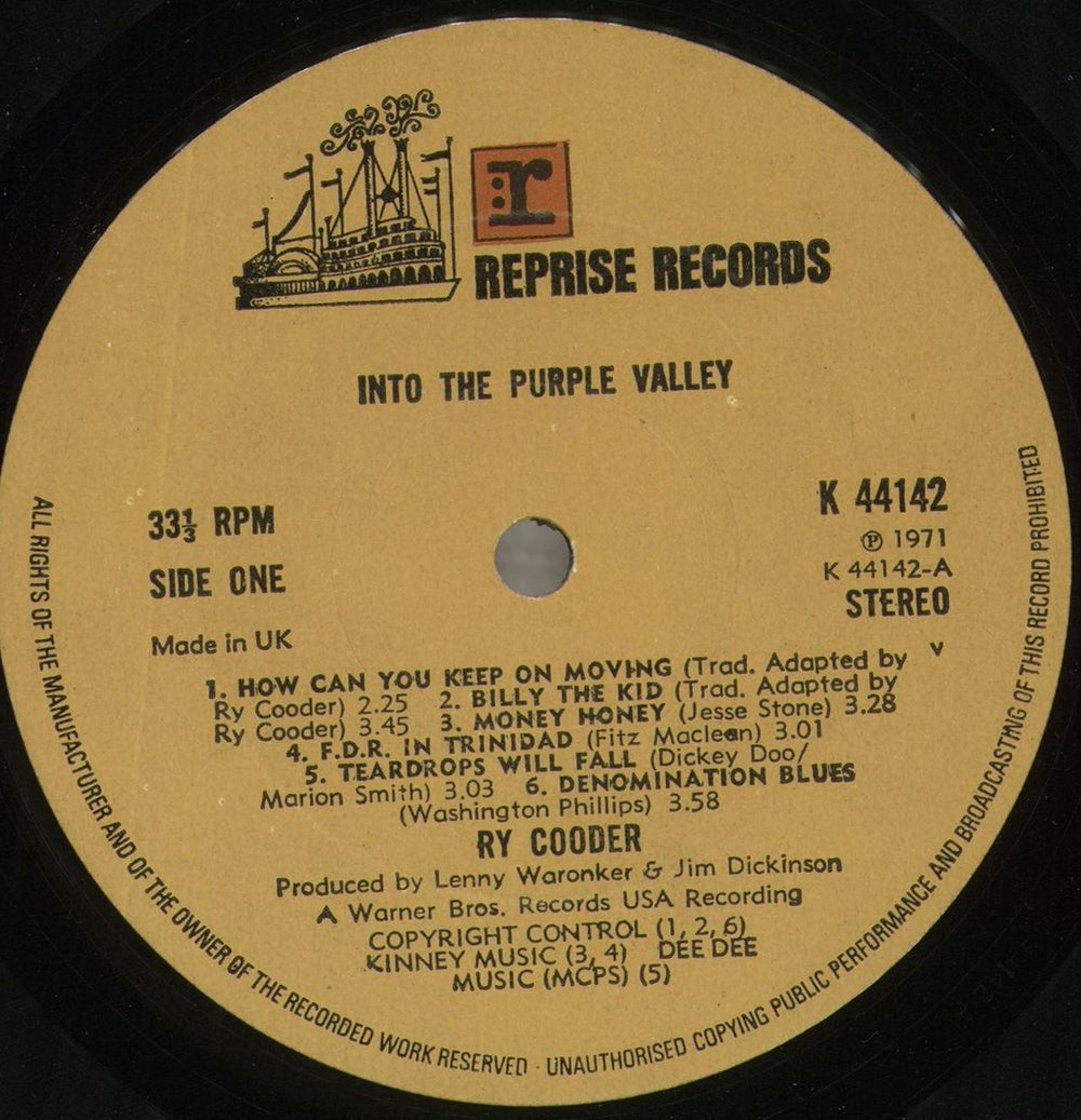 Ry Cooder Into The Purple Valley - 1st UK vinyl LP album (LP record) RYCLPIN278526