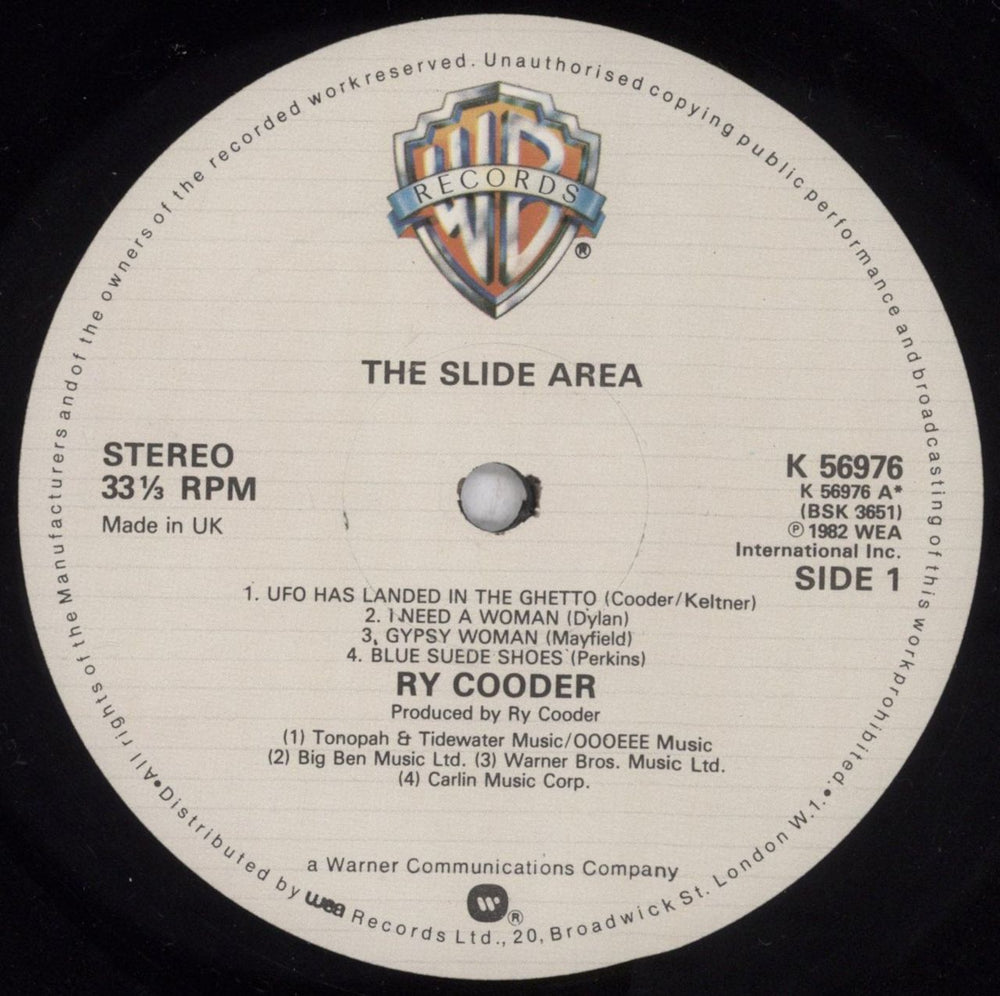 Ry Cooder The Slide Area - Hype Stickered Sleeve UK vinyl LP album (LP record) RYCLPTH842079