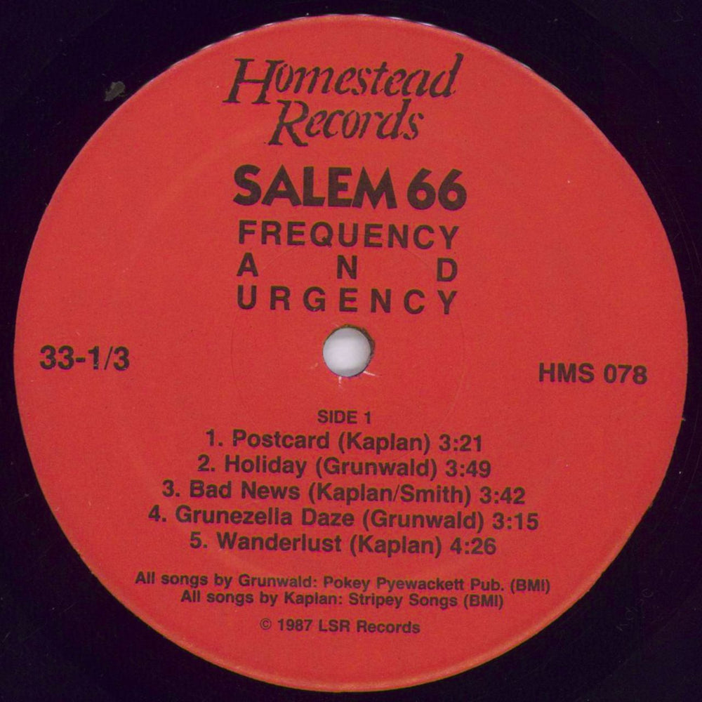 Salem 66 Frequency And Urgency US Promo vinyl LP album (LP record) 6UMLPFR831878