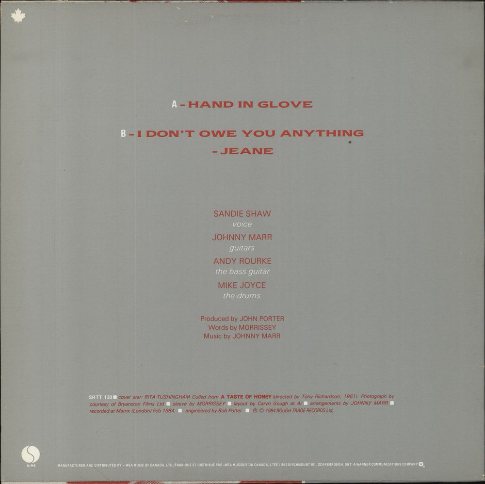 Sandie Shaw Hand In Glove Canadian 12" vinyl single (12 inch record / Maxi-single)