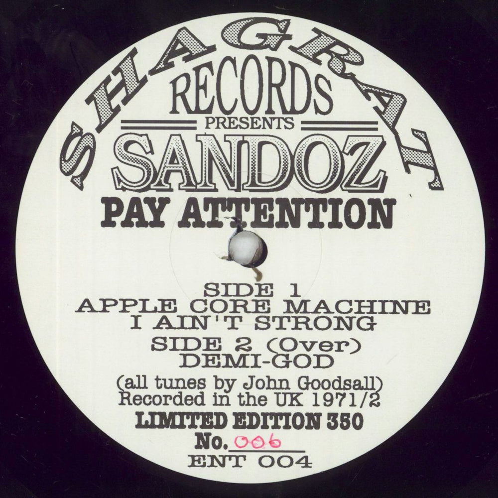 Sandoz [Rock] Pay Attention - Low Number UK vinyl LP album (LP record) 2FPLPPA853829