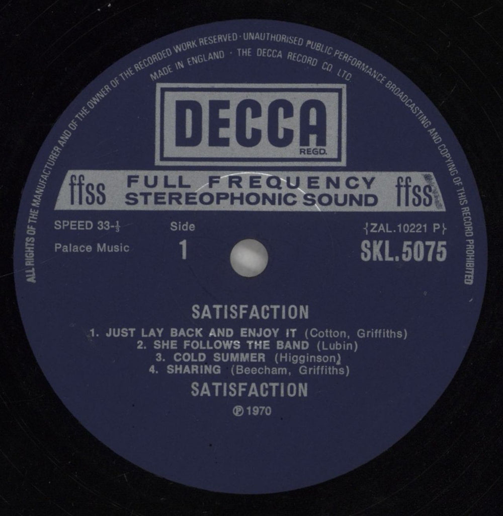 Satisfaction Satisfaction UK vinyl LP album (LP record) UD9LPSA543014