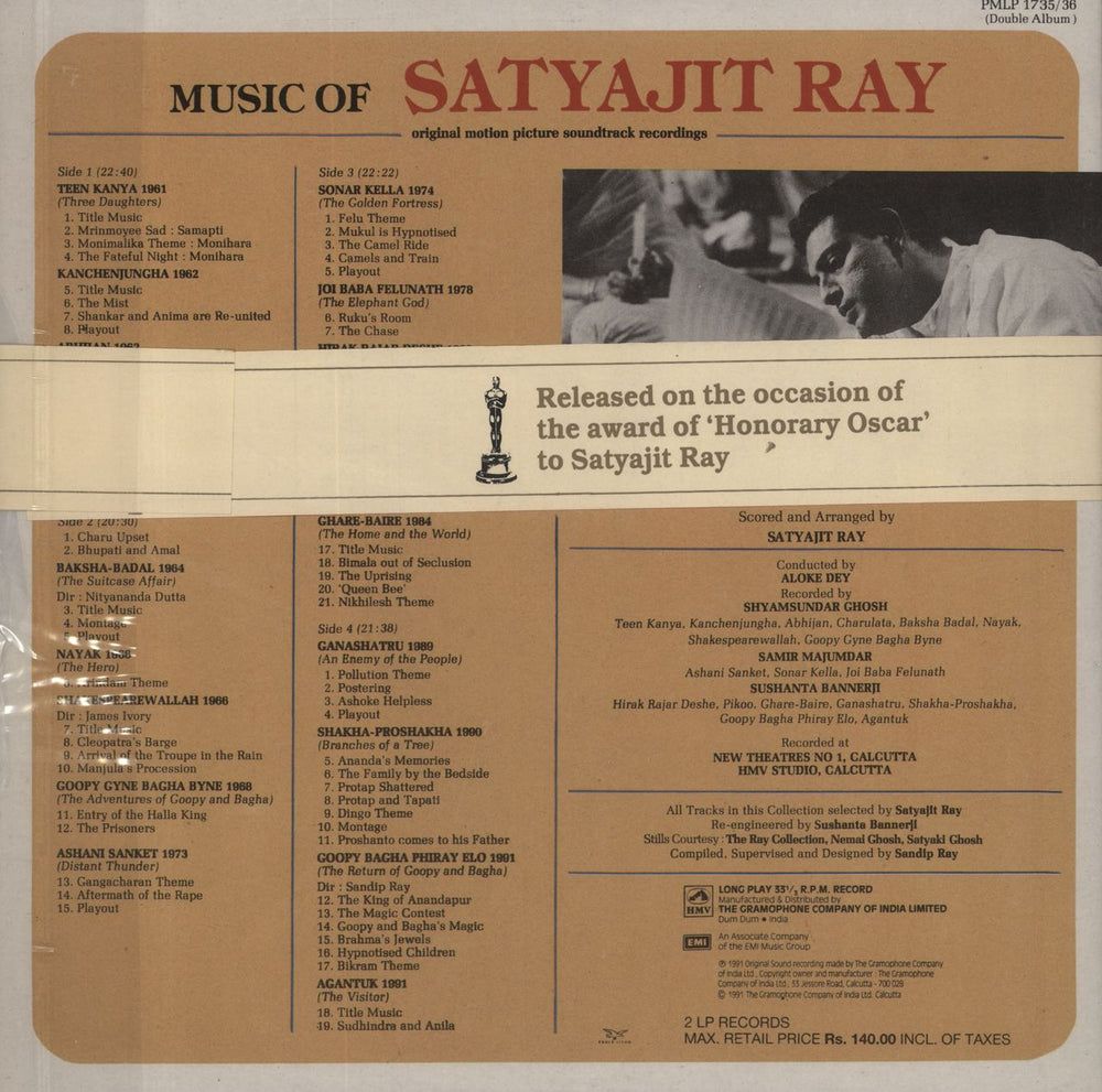 Satyajit Ray Music Of Satyajit Ray + bellyband Indian 2-LP vinyl record set (Double LP Album)