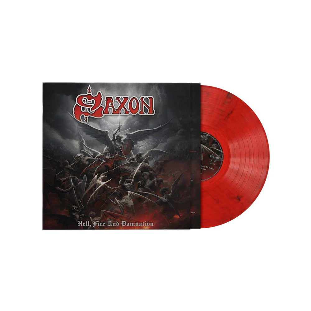 Saxon Hell, Fire And Damnation - Red Marbled Vinyl - Sealed UK vinyl LP album (LP record) SLM098P47