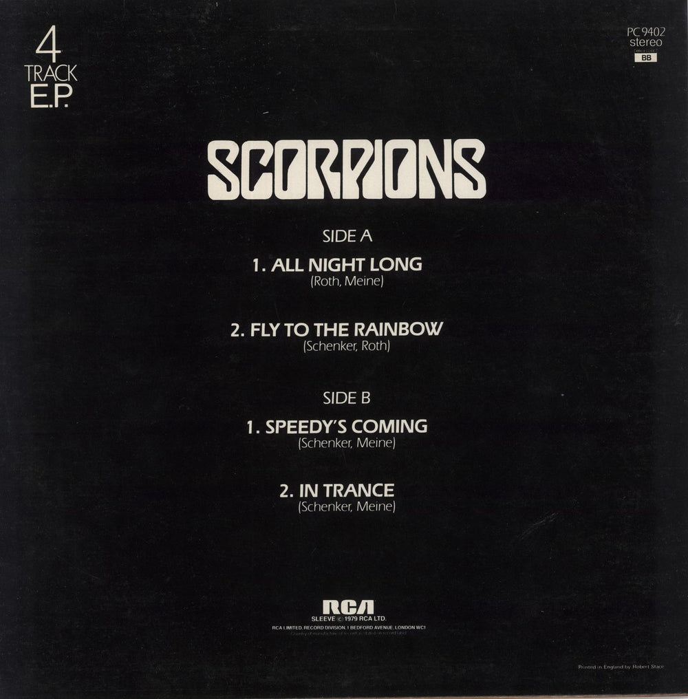 Scorpions All Night Long [4 Track E.P.]- Hype Stickered UK 12" vinyl single (12 inch record / Maxi-single)