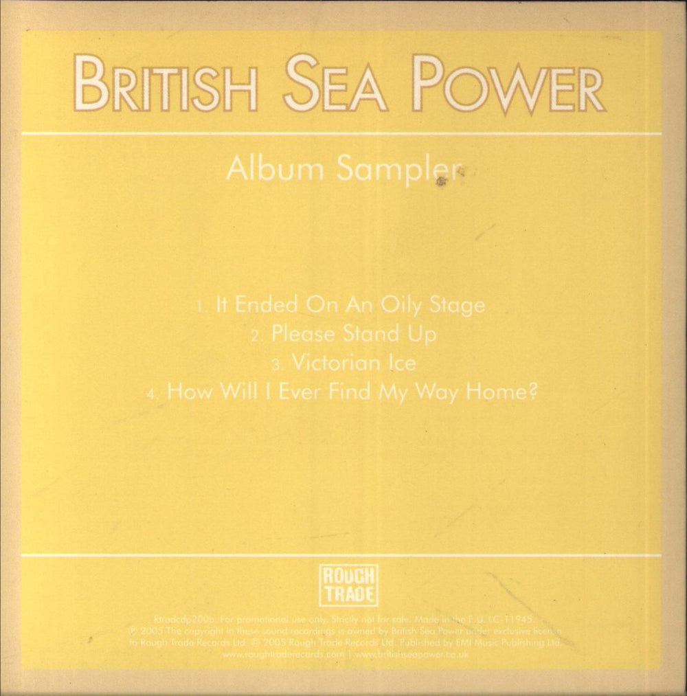 Sea Power Open Season - Album Sampler UK Promo CD single (CD5 / 5")