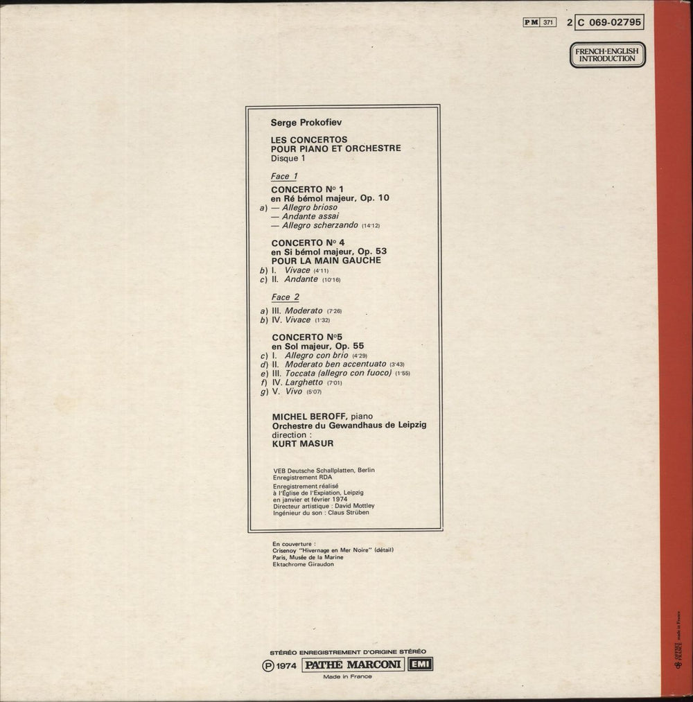 Sergei Prokofiev Prokofiev: Concertos Nos 1, 4 & 5 French vinyl LP album (LP record)