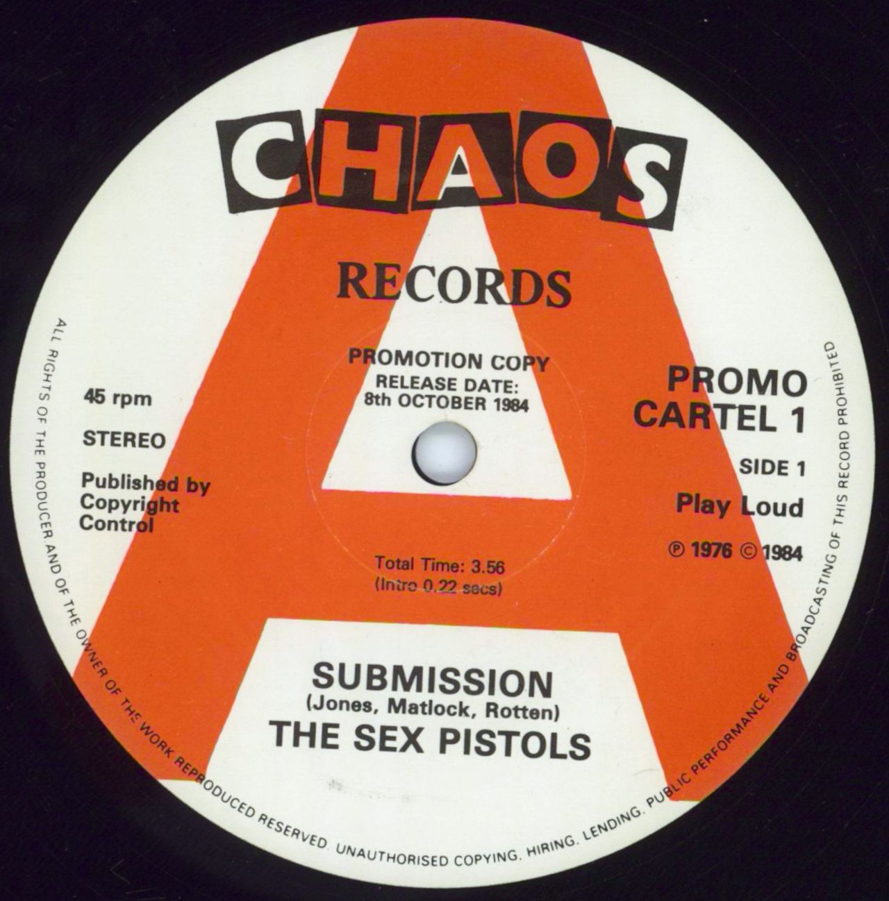 Sex Pistols Submission - 1 Sided UK Promo 12