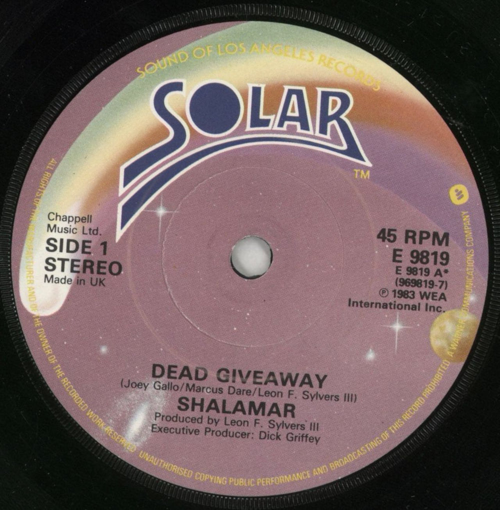 Shalamar Dead Giveaway UK 7" vinyl single (7 inch record / 45) SHL07DE170052