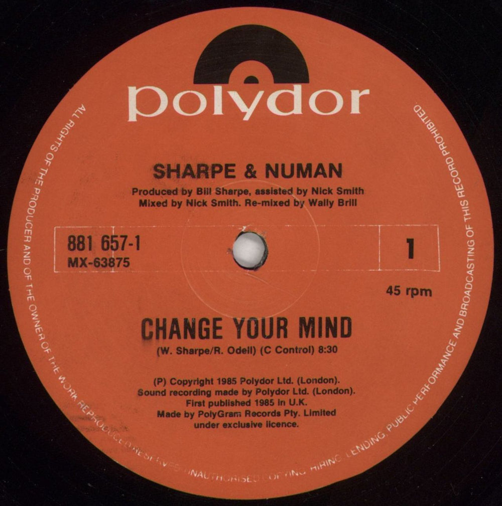 Sharpe & Numan Change Your Mind Australian 12" vinyl single (12 inch record / Maxi-single) 3IC12CH851479