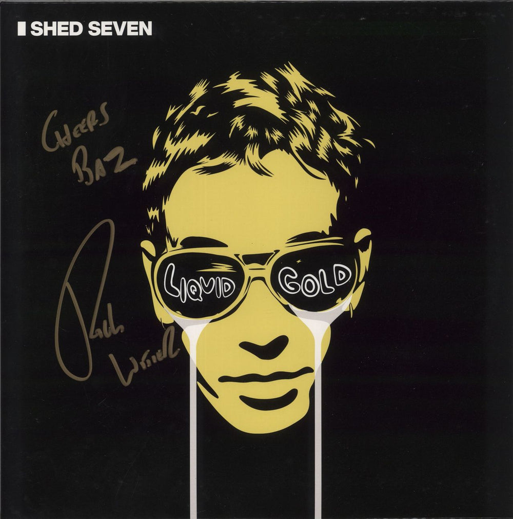 Shed Seven Liquid Gold - Yellow Vinyl - Autographed UK 2-LP vinyl record set (Double LP Album) COOKLP920IND