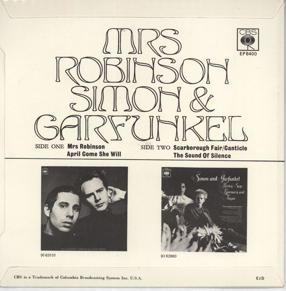 Simon & Garfunkel Mrs Robinson EP - Archive Quality UK 7" vinyl single (7 inch record / 45) SGF07MR767091