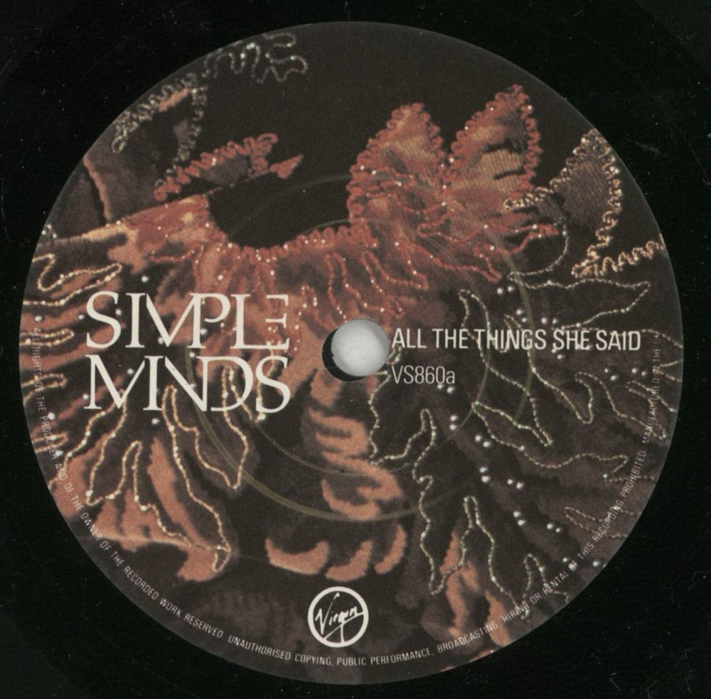 Simple Minds All The Things She Said UK 7" vinyl single (7 inch record / 45) SIM07AL28477