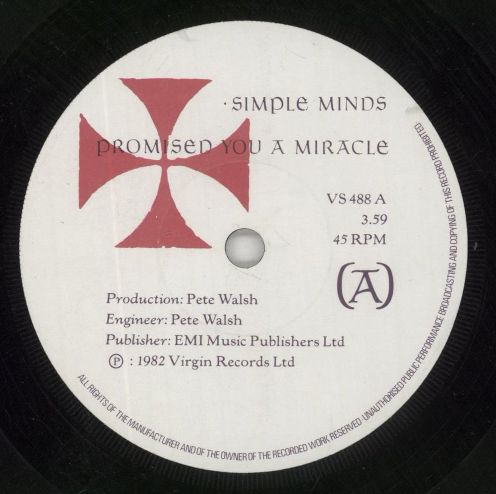 Simple Minds Promised You A Miracle UK 7" vinyl single (7 inch record / 45) SIM07PR109462