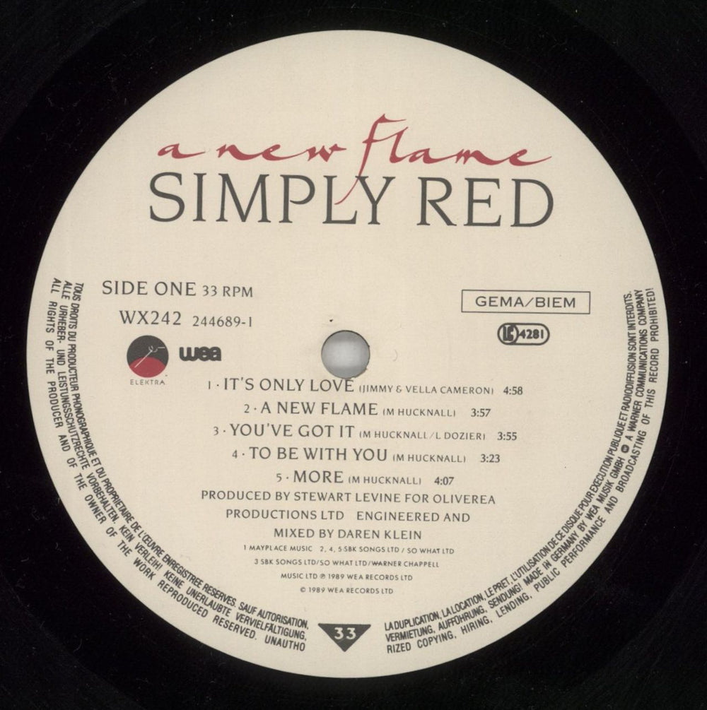 Simply Red A New Flame - Shrink UK vinyl LP album (LP record) REDLPAN864417