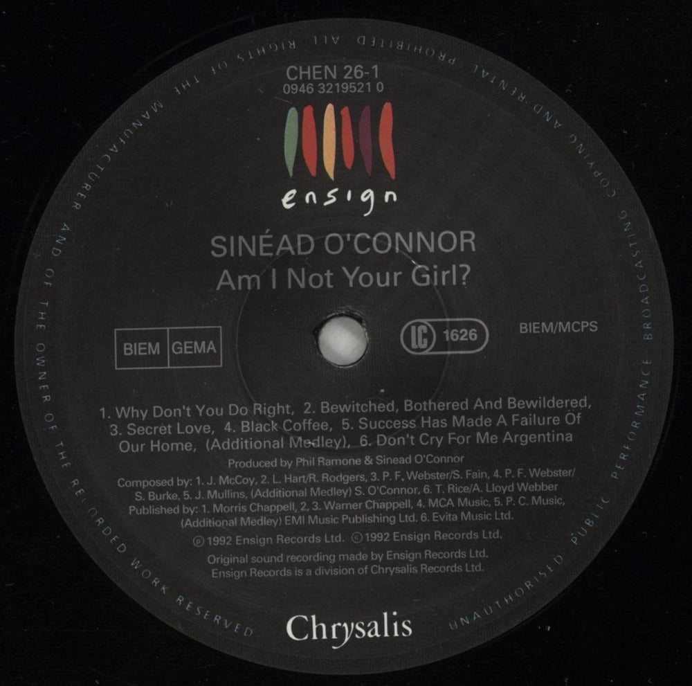 Sinead O'Connor Am I Not Your Girl? - EX UK vinyl LP album (LP record) SINLPAM802000