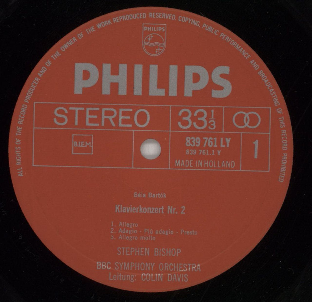 Sir Colin Davis Bartok: Piano Concerto No. 2 / Stravinsky: Concerto For Piano And Wind Dutch vinyl LP album (LP record) XRSLPBA863705