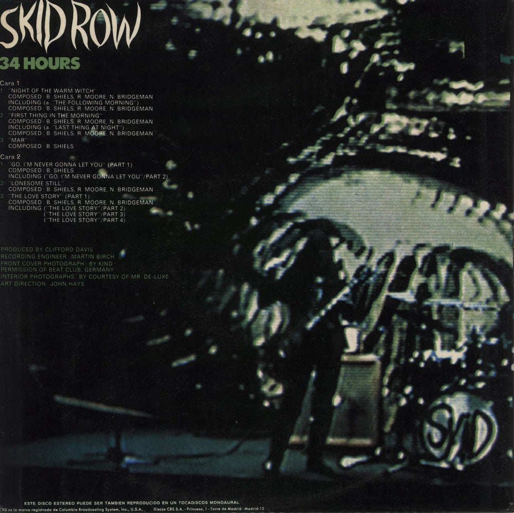 Skid Row (70s) 34 Hours - 1st Spanish vinyl LP album (LP record)