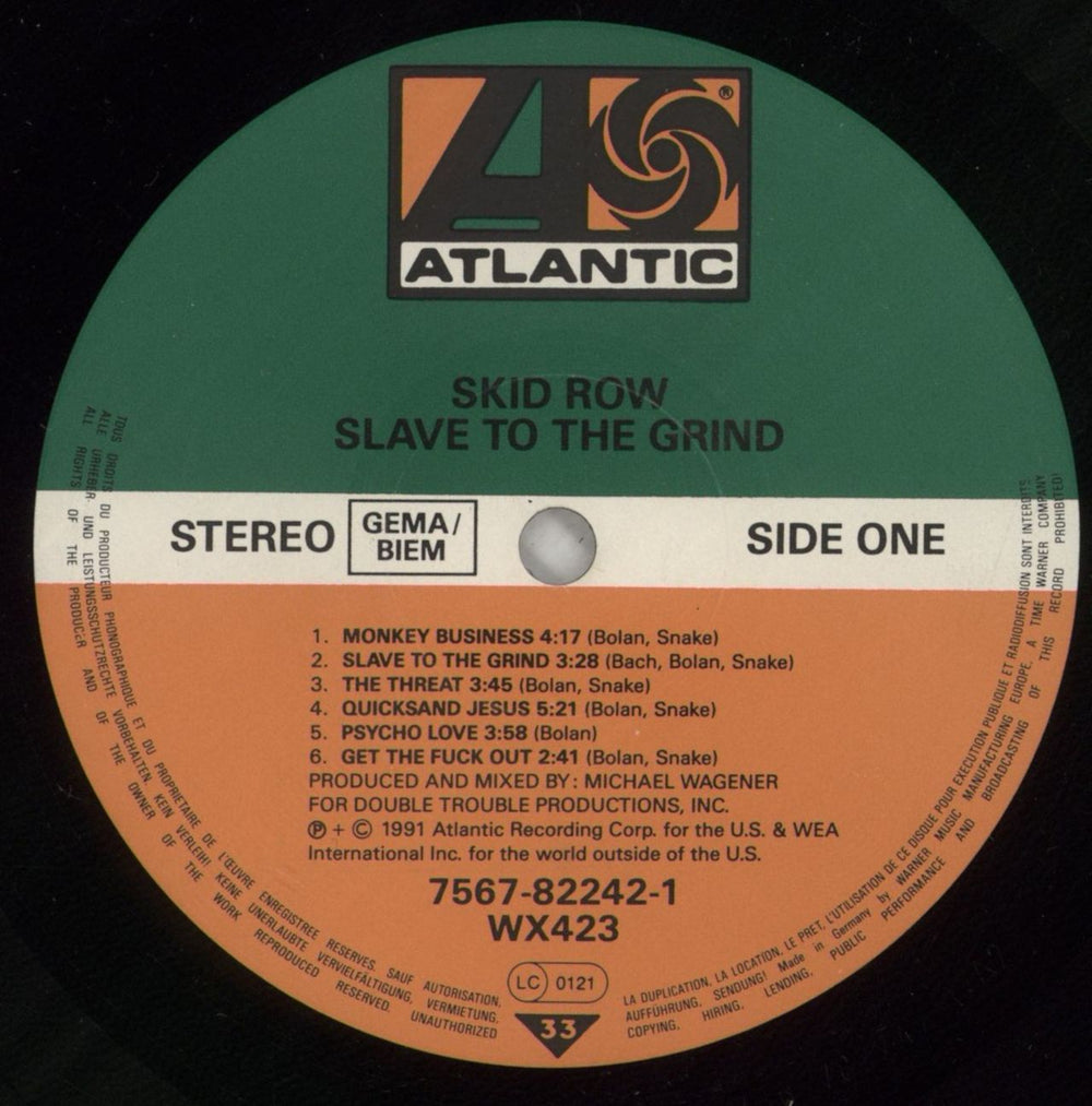 Skid Row (80s) Slave To The Grind - EX German vinyl LP album (LP record) SROLPSL871362