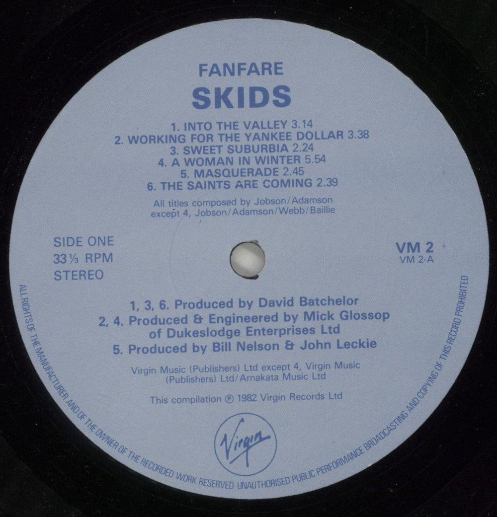 Skids Fanfare UK vinyl LP album (LP record) SKDLPFA164295