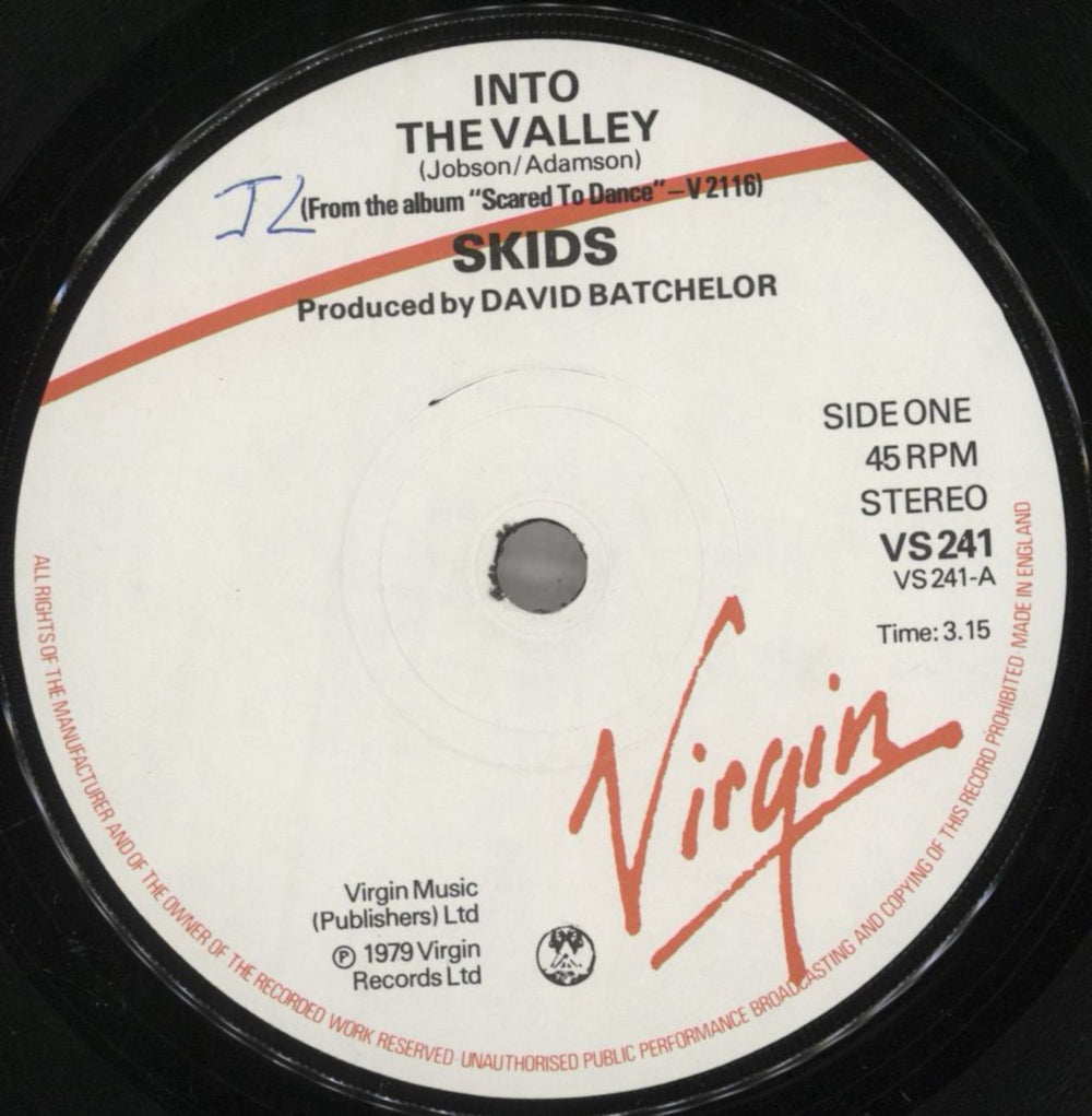 Skids Into The Valley UK 7" vinyl single (7 inch record / 45) SKD07IN129040