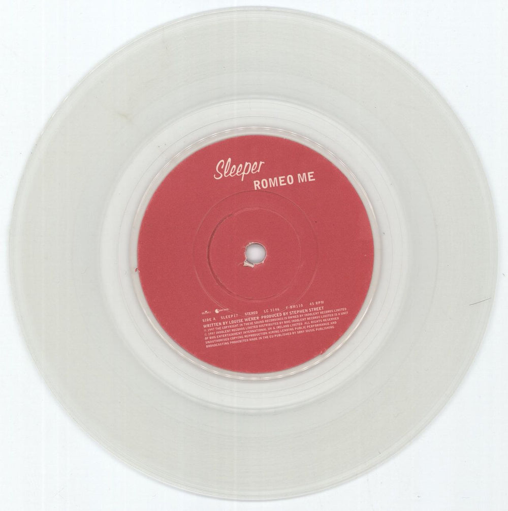 Sleeper Romeo Me - Clear Vinyl UK 7" vinyl single (7 inch record / 45) SLP07RO483266