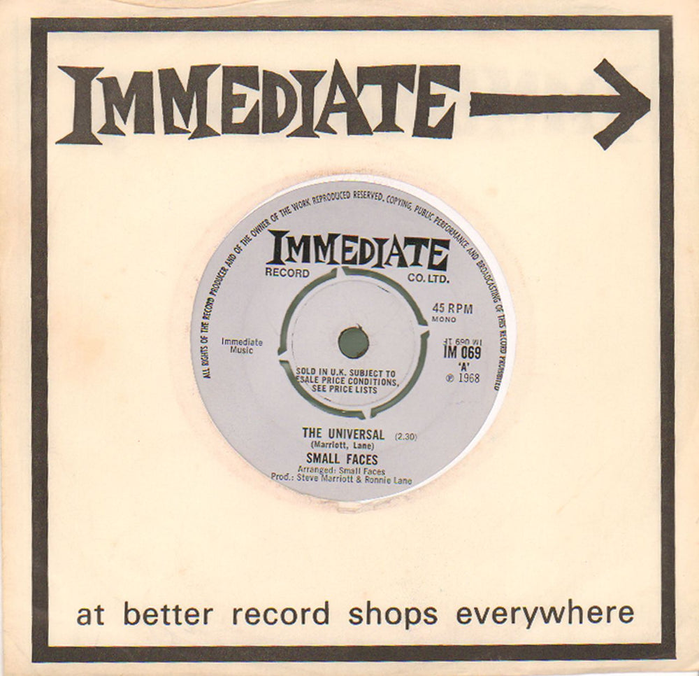 Small Faces The Universal UK 7" vinyl single (7 inch record / 45) IM069