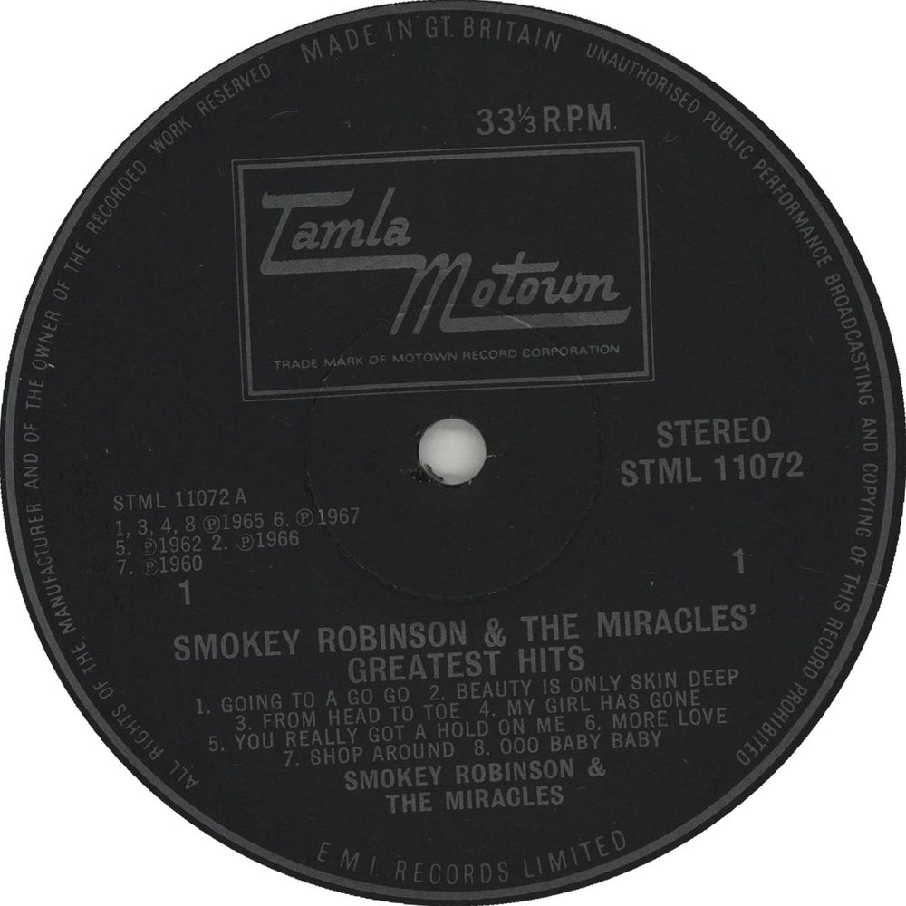 Smokey Robinson & The Miracles Greatest Hits - 2nd UK vinyl LP album (LP record) R+MLPGR663357