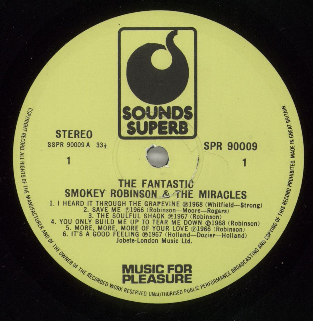 Smokey Robinson & The Miracles The Fantastic Smokey Robinson & The Miracles UK vinyl LP album (LP record) R+MLPTH303151