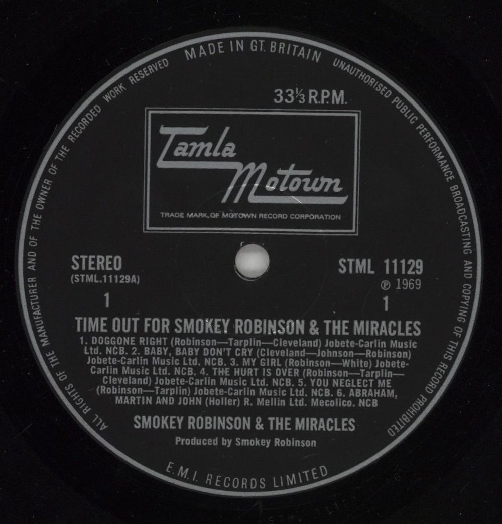 Smokey Robinson & The Miracles Time Out For Smokey Robinson & The Miracles UK vinyl LP album (LP record) R+MLPTI730446