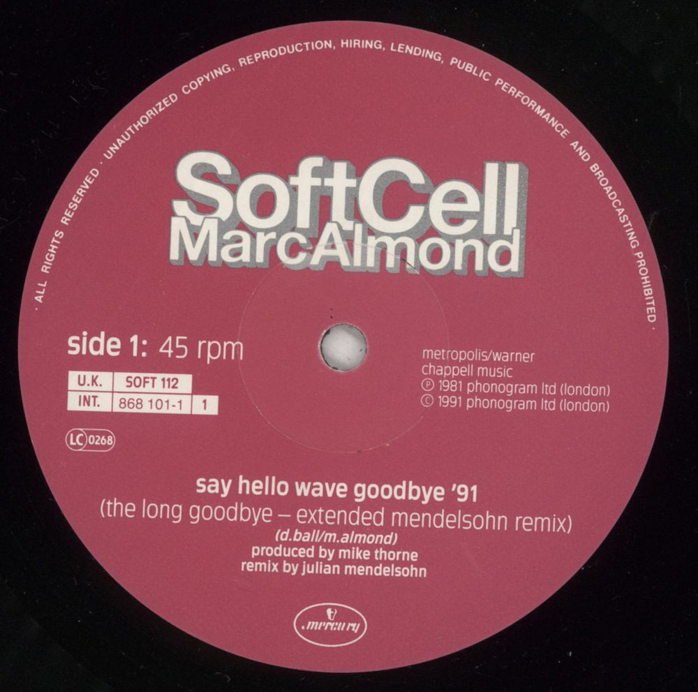 Soft Cell Say Hello Wave Goodbye '91 UK 12" vinyl single (12 inch record / Maxi-single) SOF12SA83324