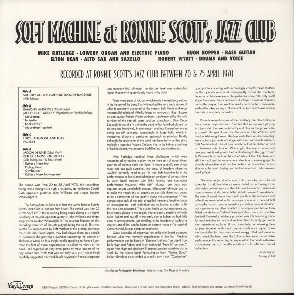 Soft Machine Soft Machine At Ronnie Scott's Jazz Club - 180gm Vinyl - VG UK 2-LP vinyl record set (Double LP Album)
