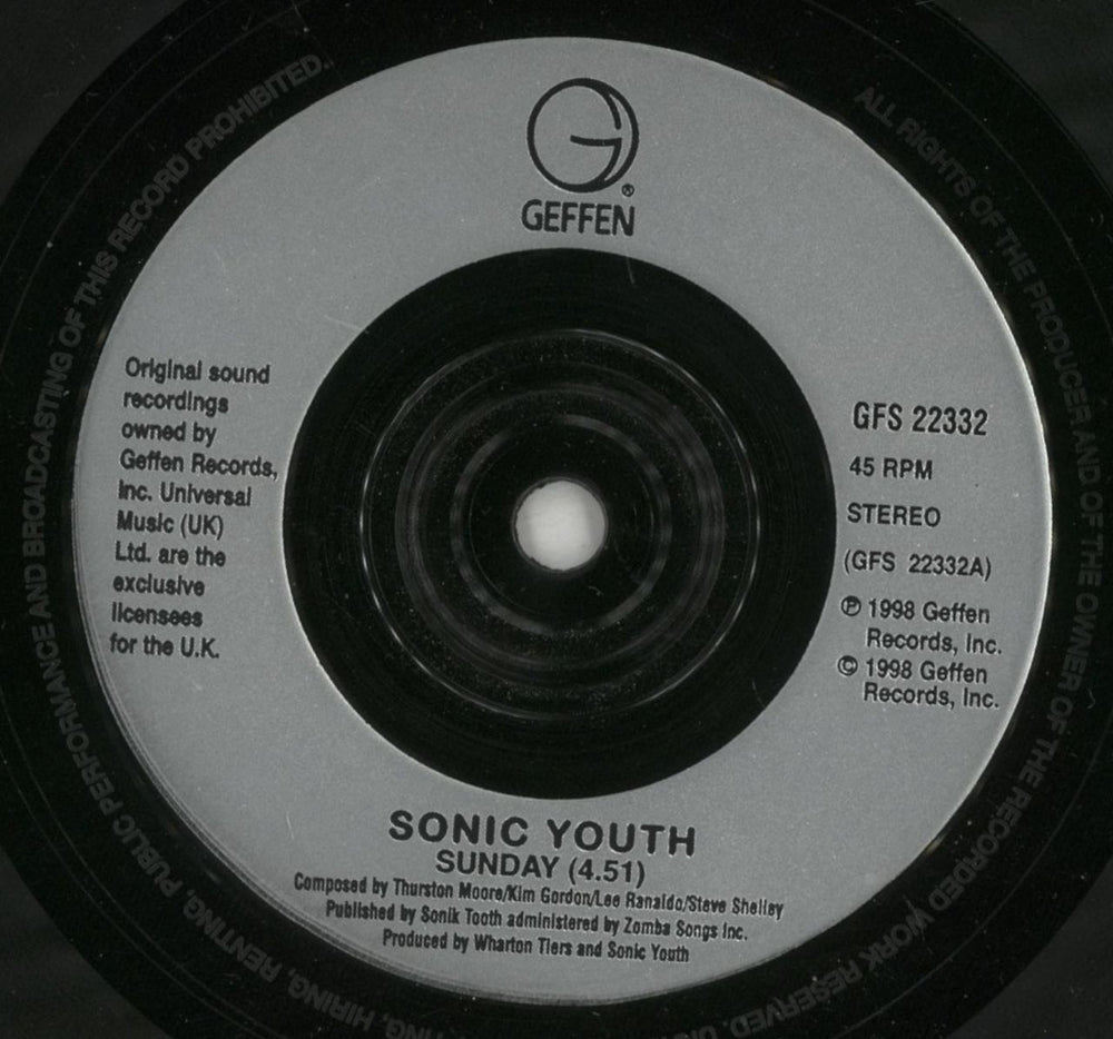 Sonic Youth Sunday UK 7" vinyl single (7 inch record / 45) S-Y07SU715921