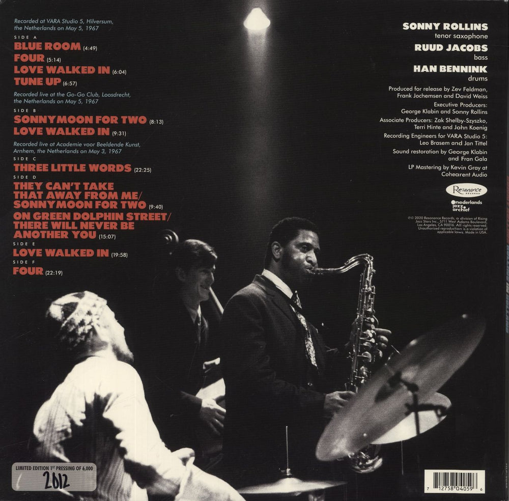 Sonny Rollins Rollins In Holland - 180gm - RSD 2020 US 3-LP vinyl record set (Triple LP Album) 712758040596