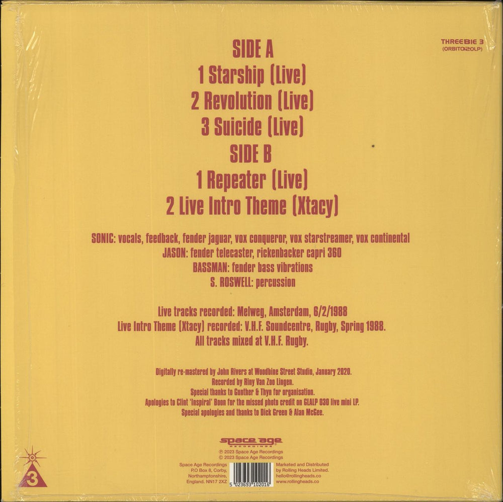 Spacemen 3 Threebie 3 - Yellow Vinyl - RSD20 UK 12" vinyl single (12 inch record / Maxi-single)