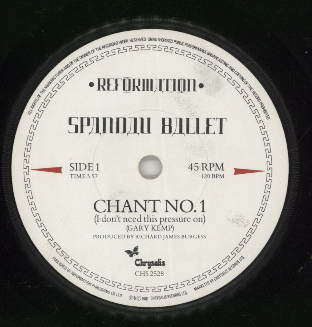 Spandau Ballet Chant No.1 - Solid - P/S UK 7" vinyl single (7 inch record / 45) SPB07CH873650