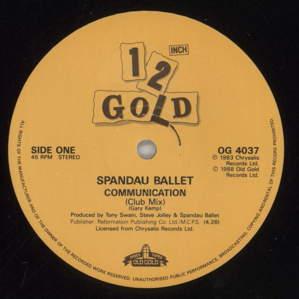 Spandau Ballet Communication - Club Mix UK Promo 12" vinyl single (12 inch record / Maxi-single) SPB12CO863562