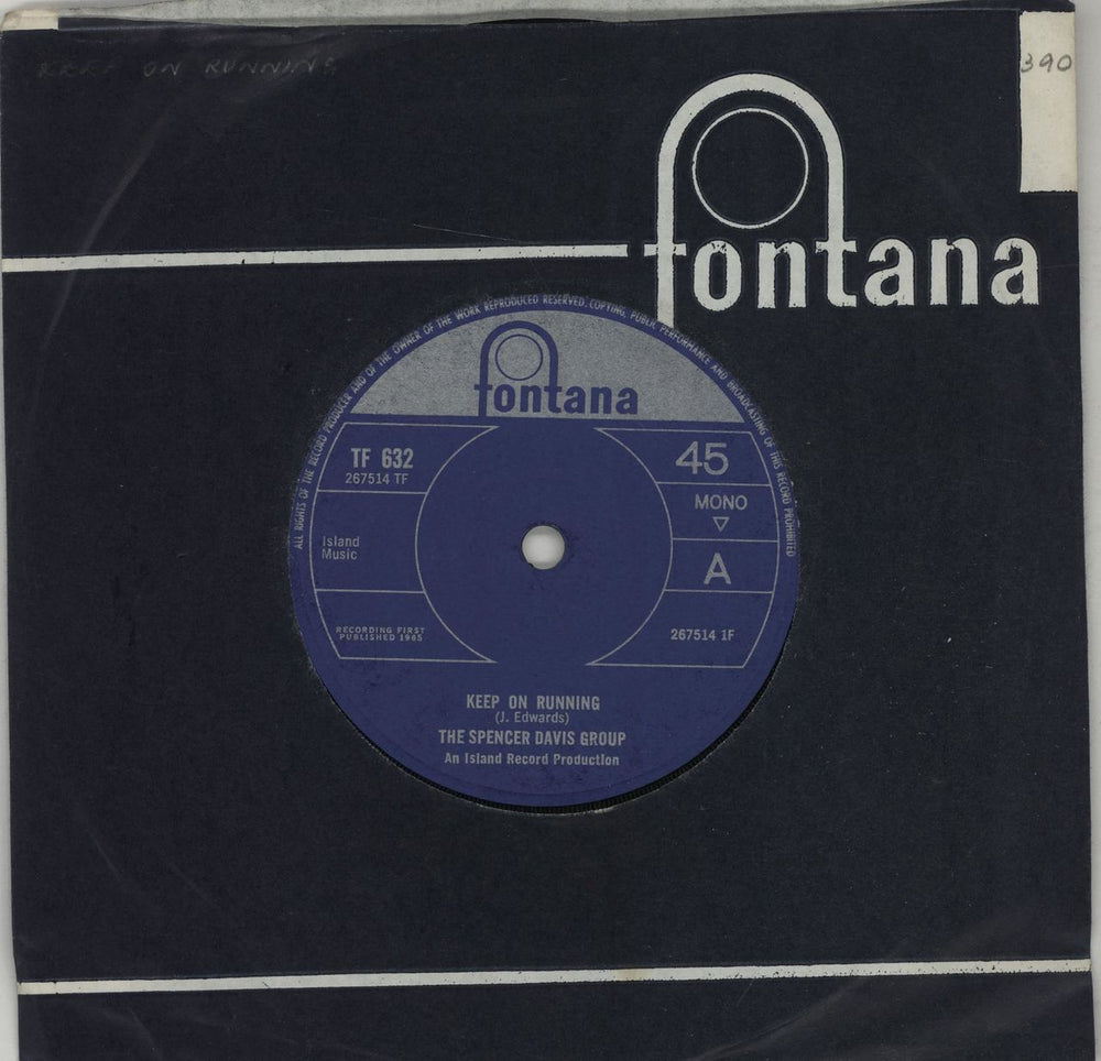 Spencer Davis Group Keep On Running - Solid UK 7" vinyl single (7 inch record / 45) TF632