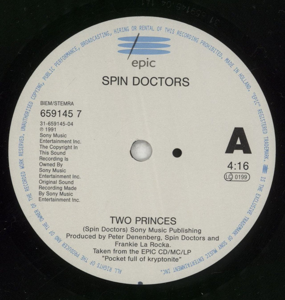 Spin Doctors Two Princes Dutch 7" vinyl single (7 inch record / 45) SPD07TW641799