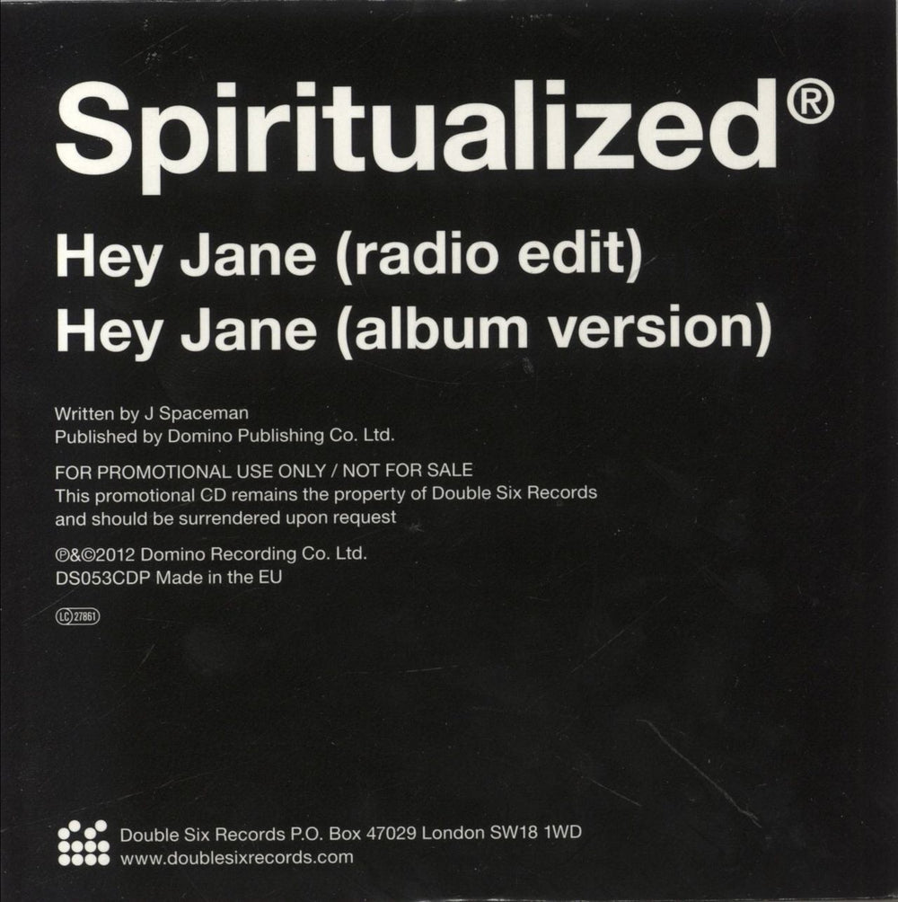 Spiritualized Hey Jane UK Promo CD single (CD5 / 5") DS053CDP