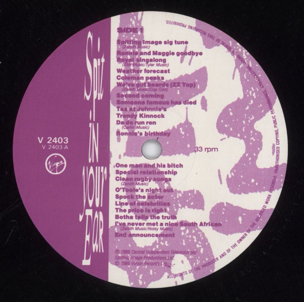 Spitting Image Spit In Your Ear UK vinyl LP album (LP record) IMGLPSP863654