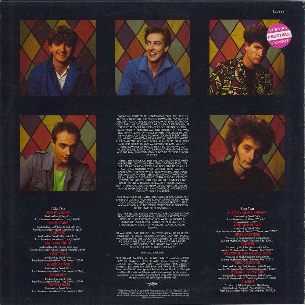 Split Enz The Best Of Split Enz - History Never Repeats Australian vinyl LP album (LP record) ENZLPTH769614