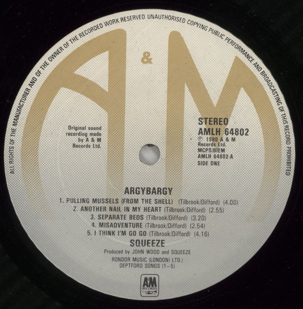 Squeeze Argybargy + inner UK vinyl LP album (LP record) SQULPAR206263