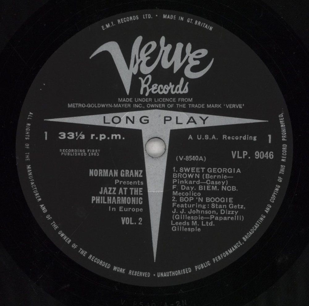 Stan Getz Jazz At The Philharmonic In Europe Vol. 2 UK vinyl LP album (LP record) SGQLPJA855320