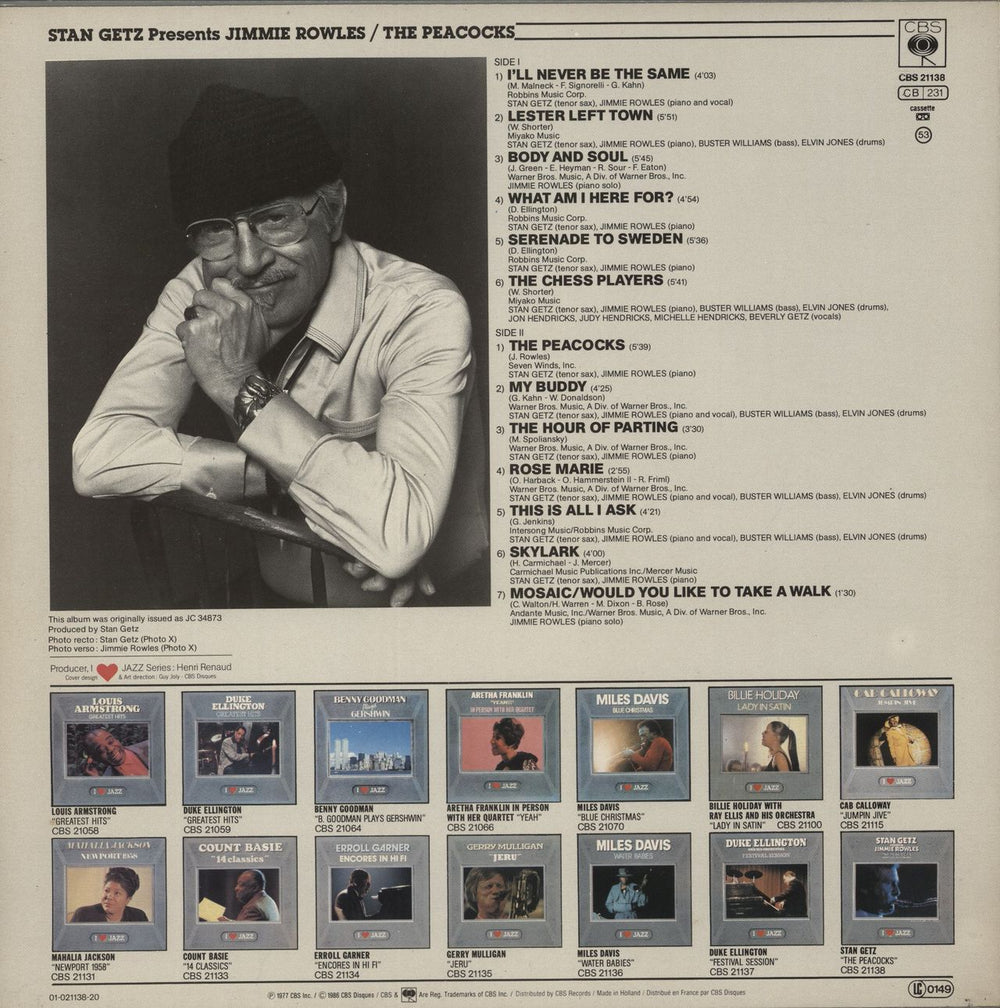 Stan Getz The Peacocks Dutch vinyl LP album (LP record)