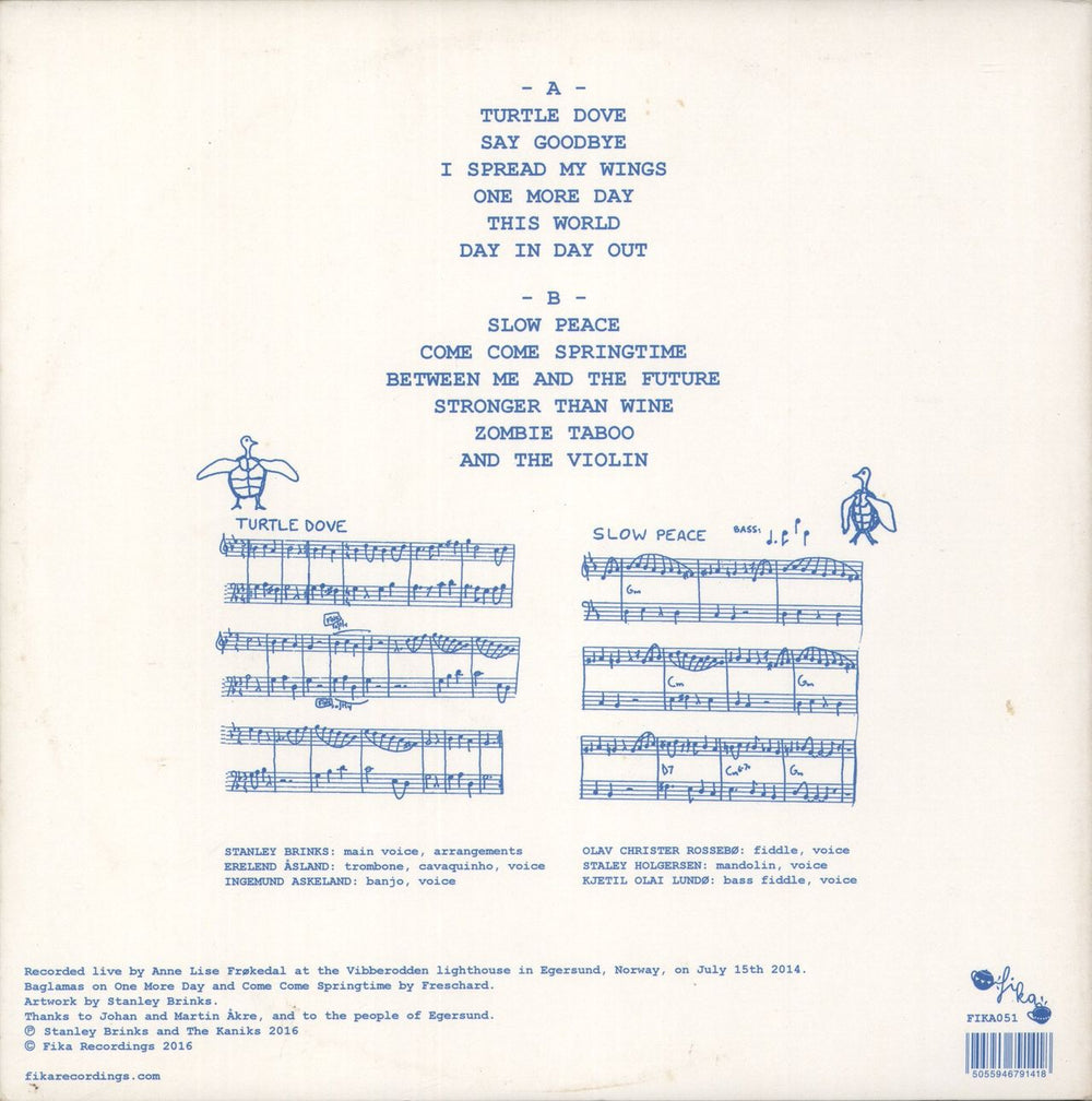 Stanley Brinks Turtle Dove - Blue Vinyl UK vinyl LP album (LP record) 5055946791418